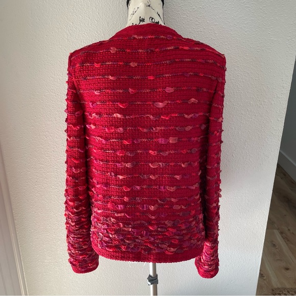 St. John Couture Red Knit Cardigan - Picture 8 of 14